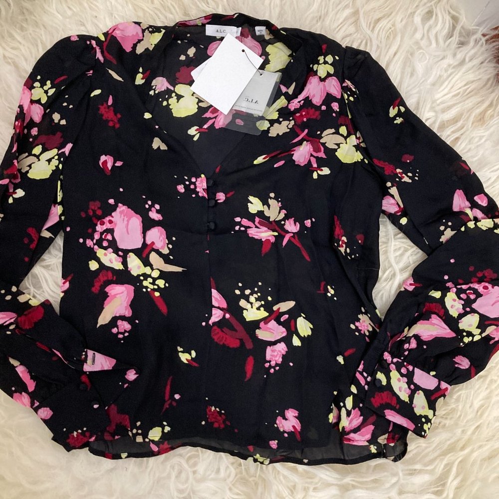 A.L.C. Rivera Silk Floral Blouse - Picture 10 of 12